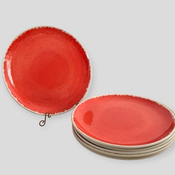 Pier One Melamine Plate Set of 6 Orange 10.75in Dinner Ware Reusable Tablescape - Picture 3 of 5